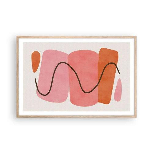 Affiche dans un chêne clair - Poster - mouvement doux des formes - 91x61 cm