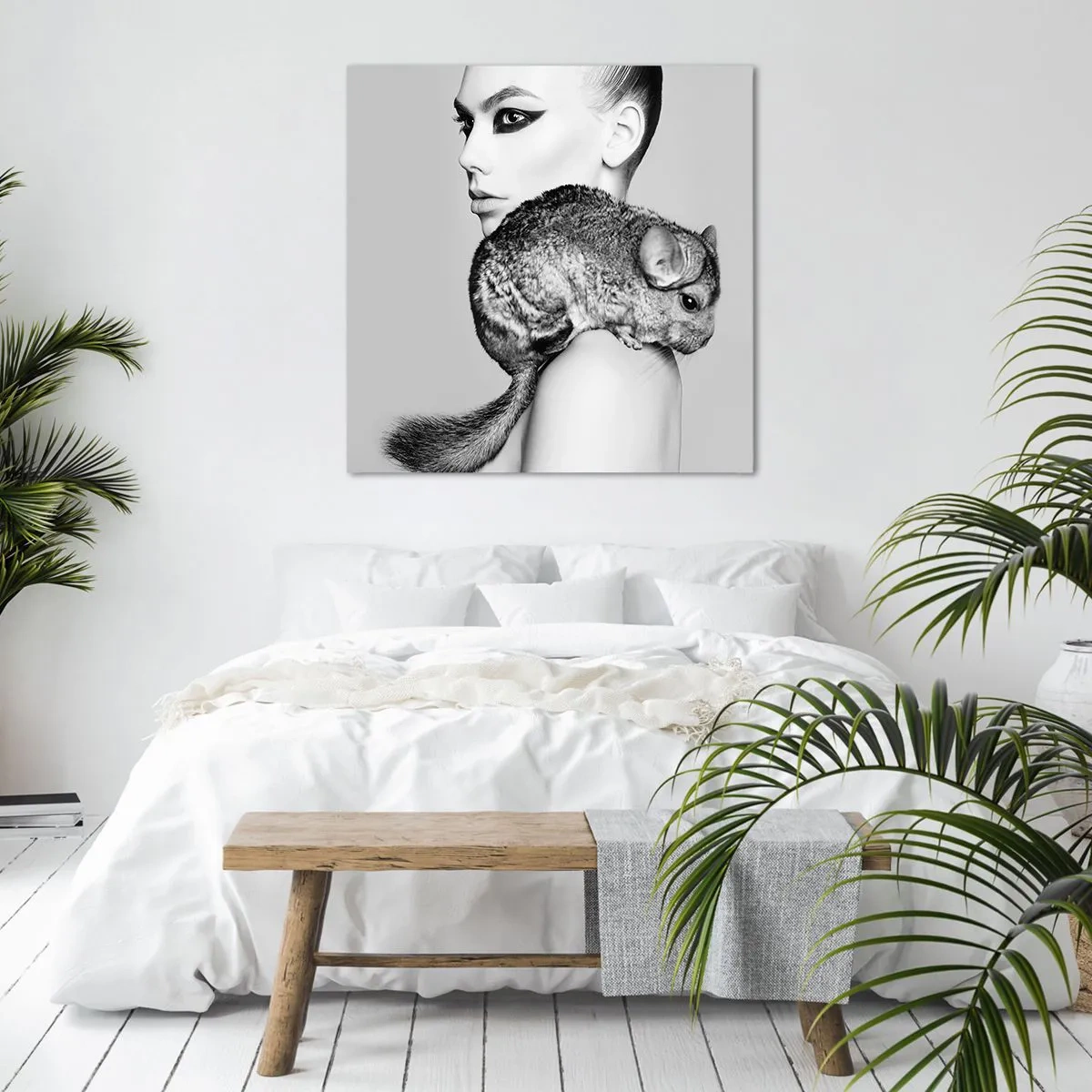 Impression sur toile - Image sur toile - Dame au chinchilla - 30x30 cm