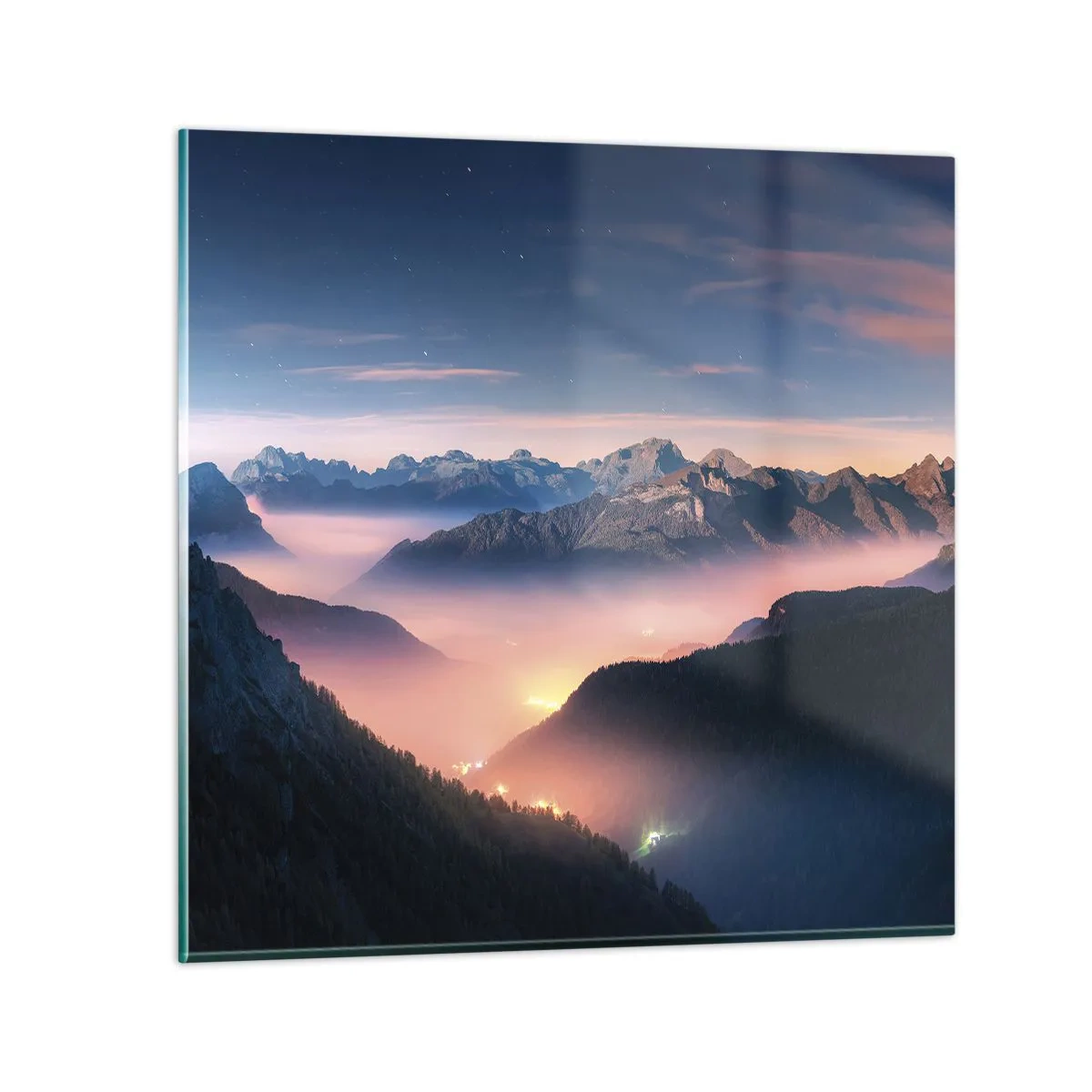 Impression sur verre - Image sur verre - Lumière dans les vallées - 40x40 cm