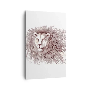 Impression sur toile - Image sur toile - Aquarelle artistique d'un lion avec une crinière détaillée - 80x120cm - Un souverain fougueux - Décoration murale moderne pour le salon et la chambre ARTTOR