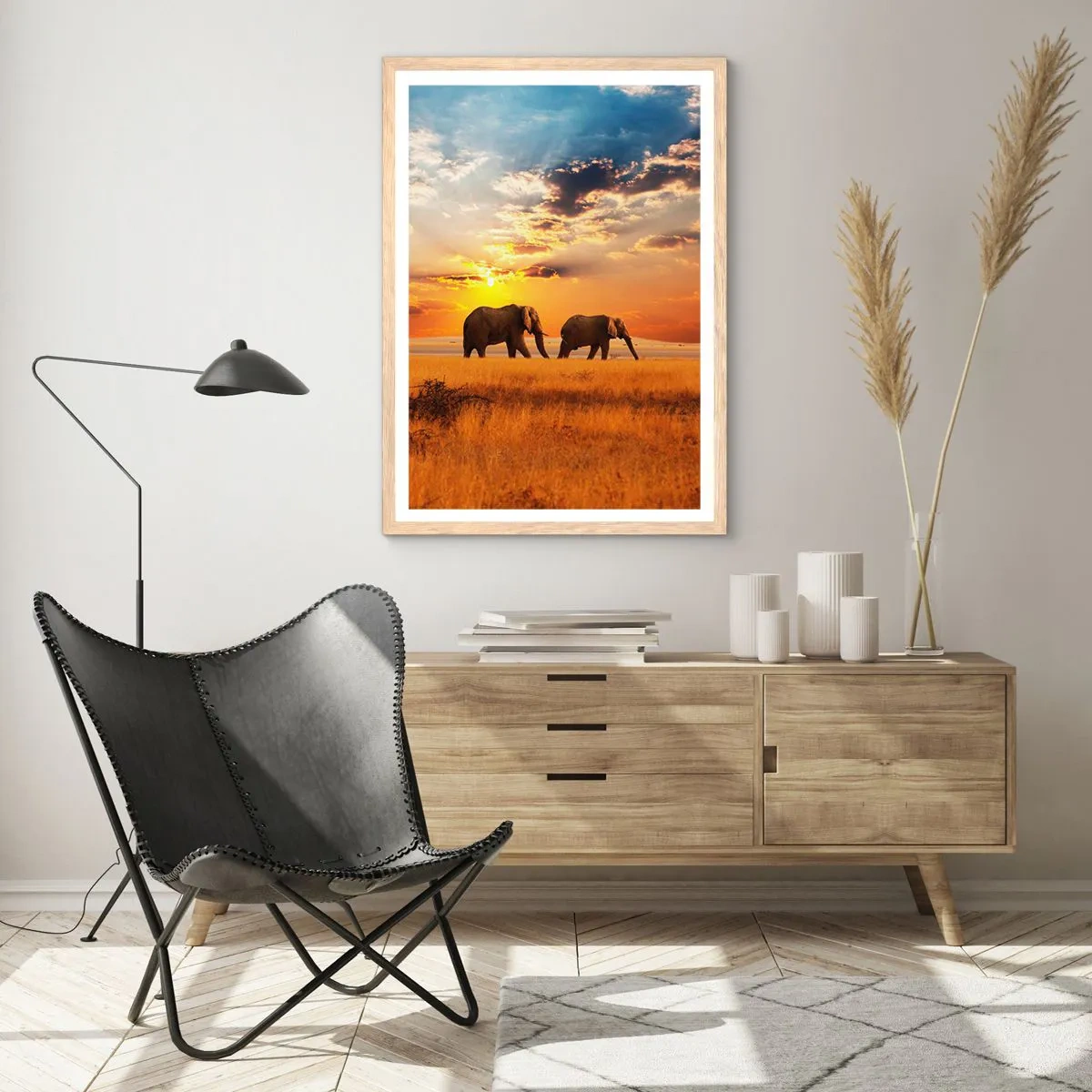 Affiche dans un chêne clair - Poster - Déambulation familliale - 70x100 cm