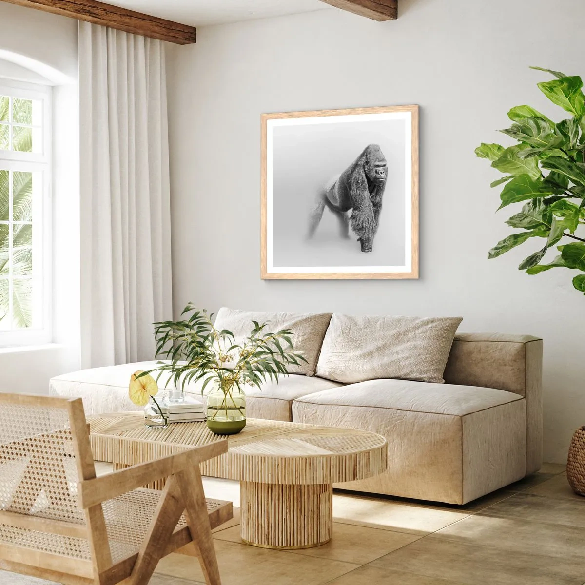 Affiche dans un chêne clair - Poster - Confiant en sa force - 40x40 cm