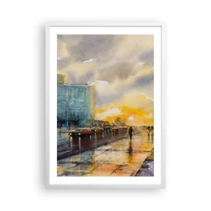 Affiche dans un cadre blanc - Poster - La vie sur le rivage - 50x70 cm