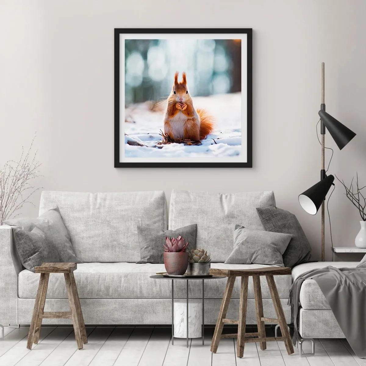 Affiche dans un cadre noir - Poster - Qu'est ce que tu regardes comme ça? - 60x60 cm