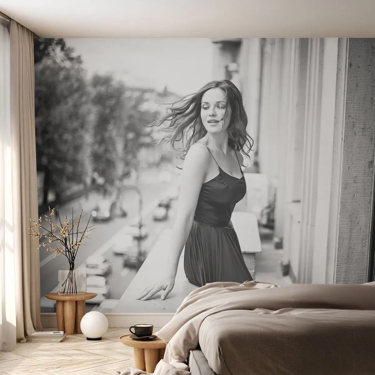 Papier Peint Photo Premium Sand - Certainement un Parisien - Femme, Ville, Architecture - 350x256 cm
