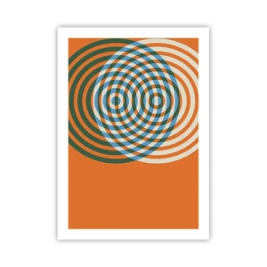 Affiche - Poster - Cercles concentriques colorés sur fond orange - 50x70cm - Variation circulaire abstraite - Décoration murale moderne pour le salon et la chambre ARTTOR