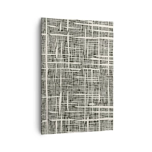 Impression sur toile - Image sur toile - Un motif géométrique ressemblant à une grille sur un fond clair - 70x100cm - Composition tissée - Décoration murale moderne pour le salon et la chambre ARTTOR