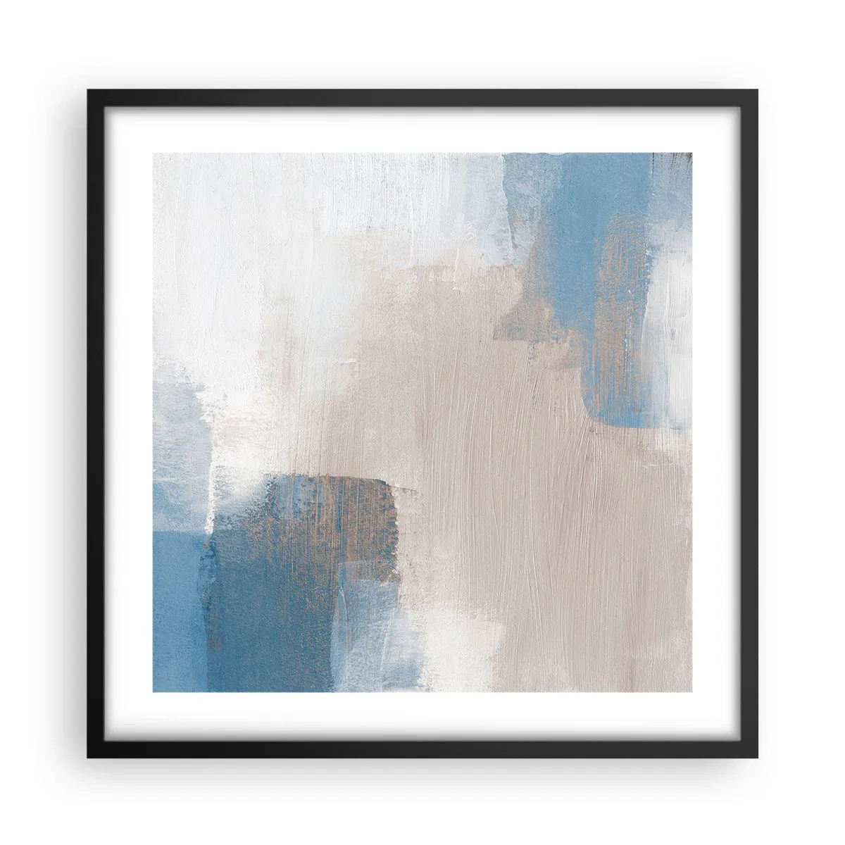 Affiche dans un cadre noir - Poster - Abstraction rose derrière un rideau de bleu - 50x50 cm