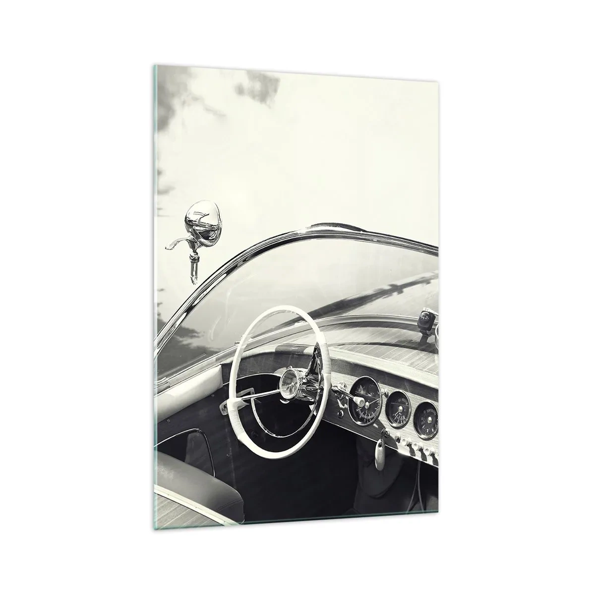 Impression sur verre - Image sur verre - Intérieur de voiture classique de style monochrome - 70x100cm - Temps pour riche - Décoration murale moderne pour le salon et la chambre ARTTOR