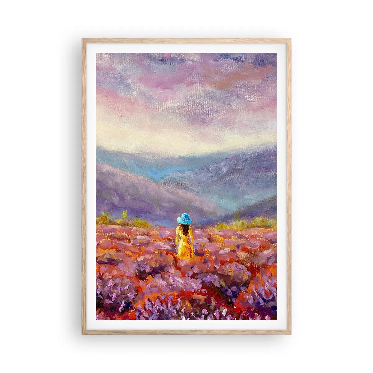 Affiche dans un chêne clair - Poster - Dans un monde lavande - 70x100 cm