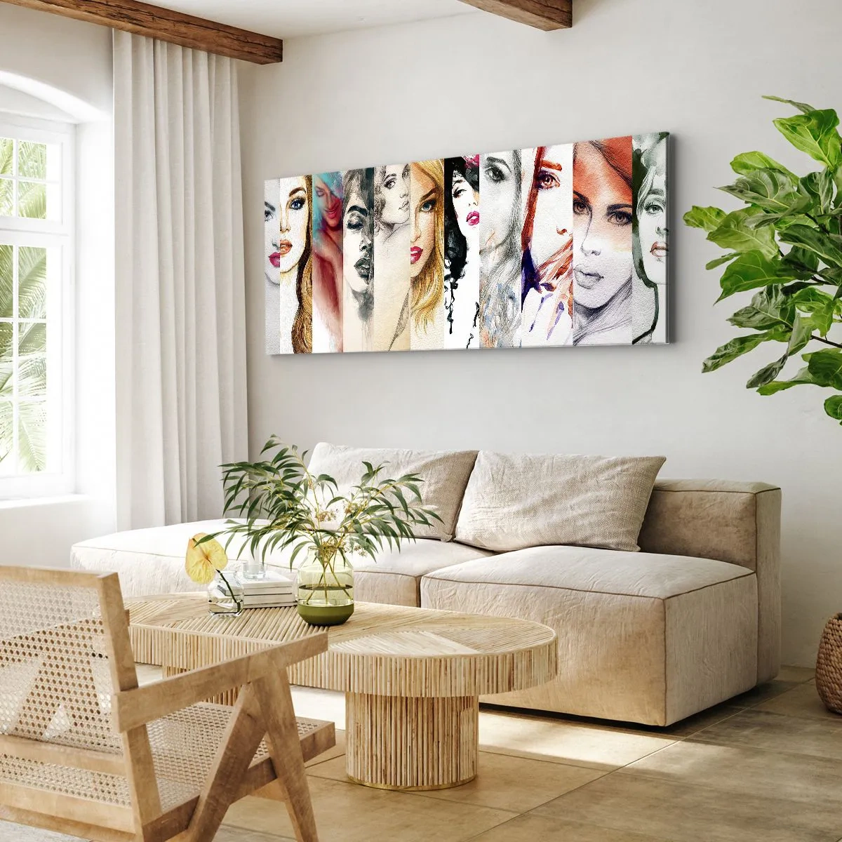 Impression sur toile - Image sur toile - Une collection de portraits de femmes dans divers styles artistiques. - 120x50cm - Et c'est toujours TOI - Décoration murale moderne pour le salon et la chambre ARTTOR