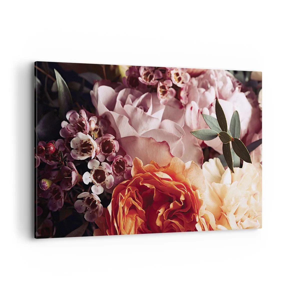 Impression sur toile - Image sur toile - Gros plan d'une composition florale colorée - 120x80cm - Enveloppé de beauté - Décoration murale moderne pour le salon et la chambre ARTTOR