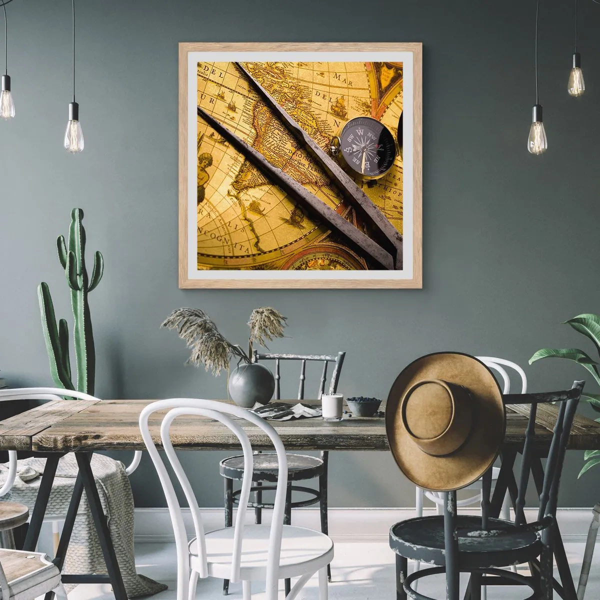 Affiche dans un chêne clair - Poster - Où sont ces trésors? - 50x50 cm