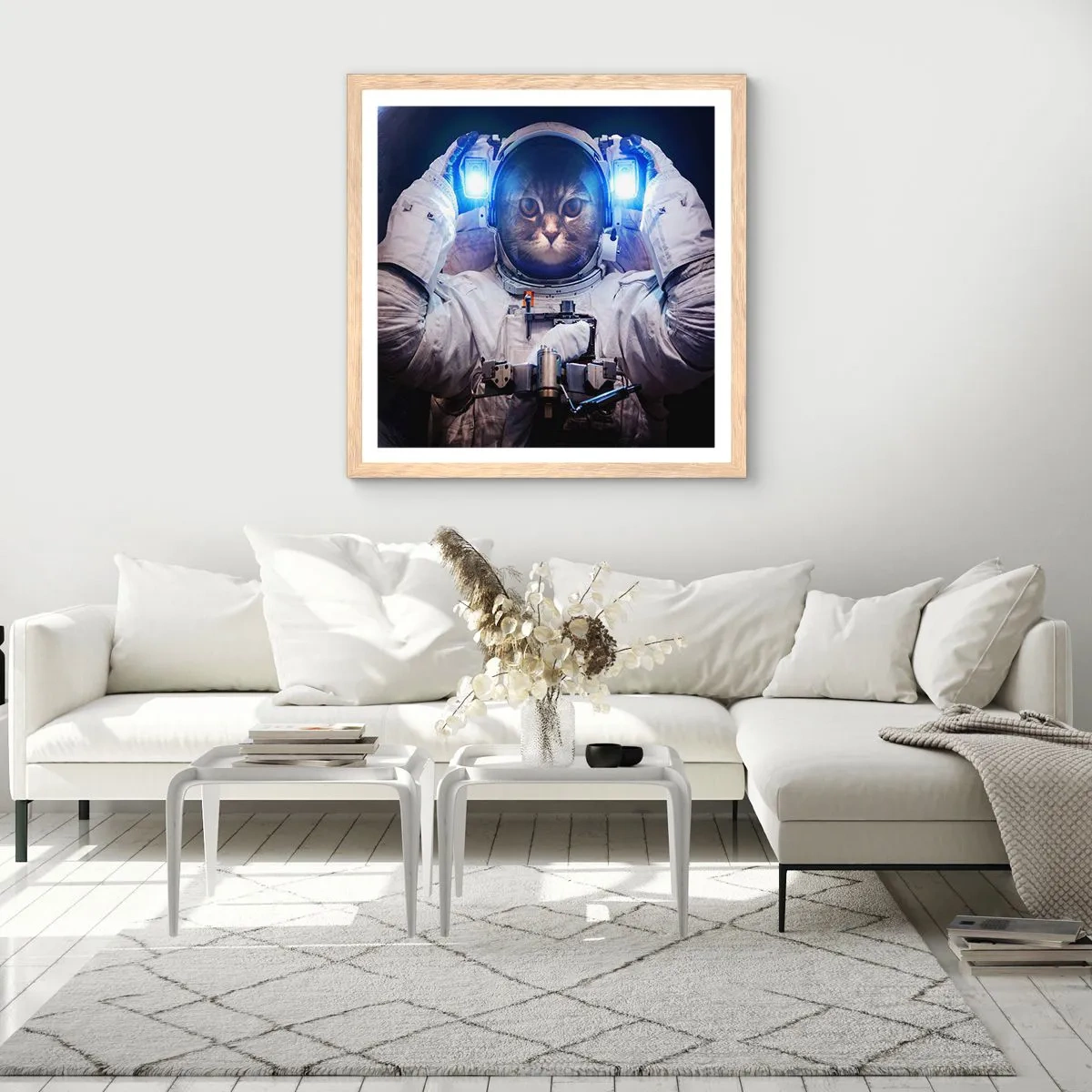 Affiche dans un chêne clair - Poster - Houston, vous avez un problème - 60x60 cm