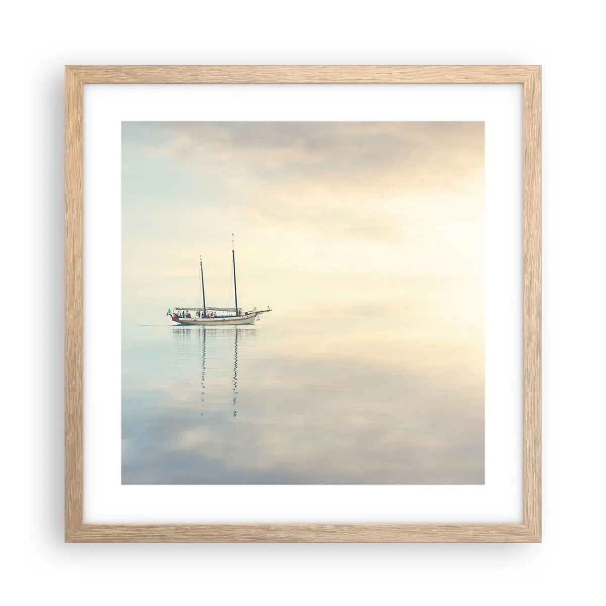 Affiche dans un chêne clair - Poster - Dans une mer de silence - 40x40 cm