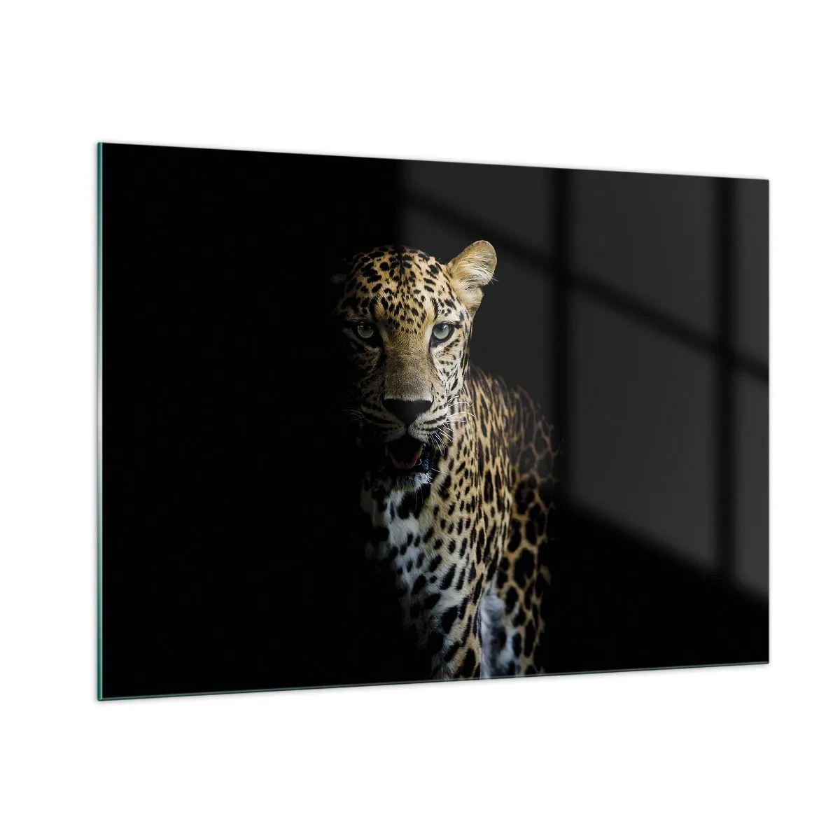 Impression sur verre - Image sur verre - Lion dans l'ombre - 100x70cm - Beauté sombre - Décoration murale moderne pour le salon et la chambre ARTTOR