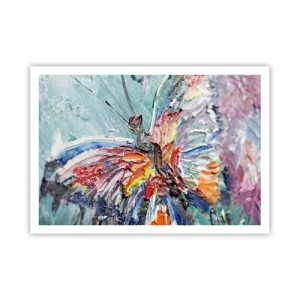 Affiche - Poster - Papillon coloré en pâte sur fond pastel - 100x70cm - Peint par nature - Décoration murale moderne pour le salon et la chambre ARTTOR