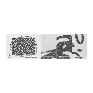 Échantillon de Papier Peint Premium Canvas - Abstraction : la danse de la joie - Bohème, Noir et blanc, Minimalisme - 100x30 cm