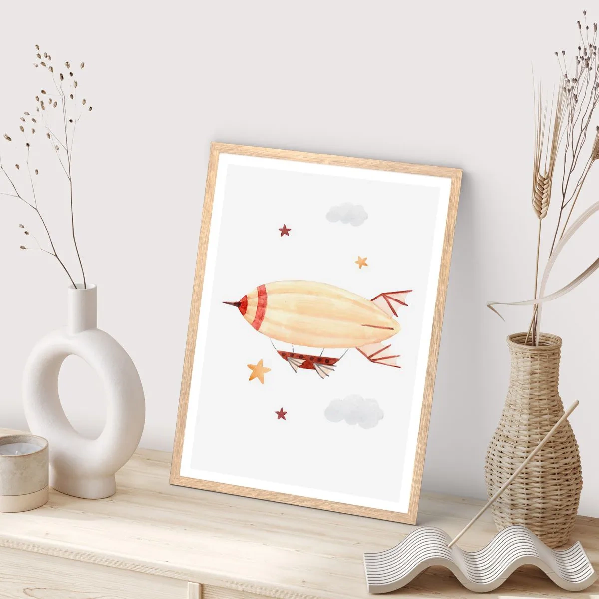 Affiche dans un chêne clair - Poster - Dirigeable - 61x91 cm