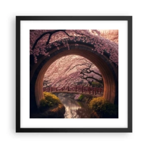 Affiche dans un cadre noir - Poster - Printemps japonais - 40x40 cm