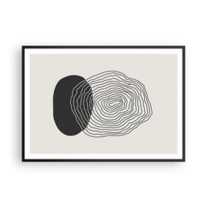 Affiche dans un cadre noir - Poster - Motif abstrait avec des lignes et des formes en noir et blanc - 100x70cm - Durabilité et oscillation - Décoration murale moderne pour le salon et la chambre ARTTOR
