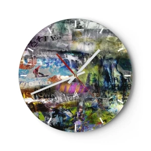 Horloge murale - Pendule murale - Collage de souvenirs - 40x40 cm