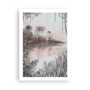 Affiche - Poster - Paysage exotique au bord de l'eau - 50x70cm - Journal d'un explorateur du XIXe siècle - Décoration murale moderne pour le salon et la chambre ARTTOR