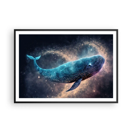 Affiche dans un cadre noir - Poster - Une baleine spatiale avec une galaxie en arrière-plan - 100x70cm - Un tel monde existe… - Décoration murale moderne pour le salon et la chambre ARTTOR