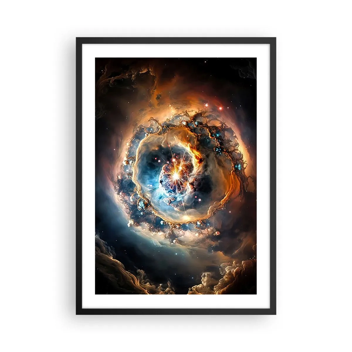 Affiche dans un cadre noir - Poster - Une explosion cosmique de lumière et d’énergie dans l’espace galactique. - 50x70cm - Le début - Décoration murale moderne pour le salon et la chambre ARTTOR