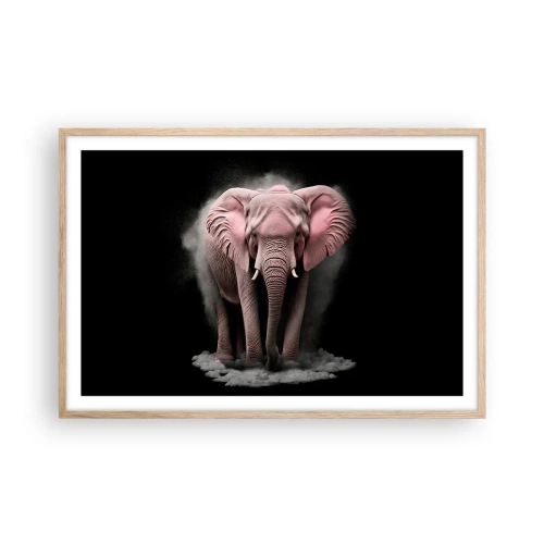 Affiche dans un chêne clair - Poster - Ne pensez pas à un éléphant rose ! - 91x61 cm