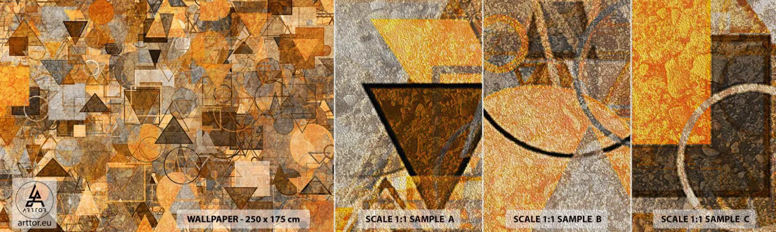 Échantillon de Papier Peint Premium Sand - Le monde en forme - Abstraction, Morceau, Modèle moderne - 100x30 cm