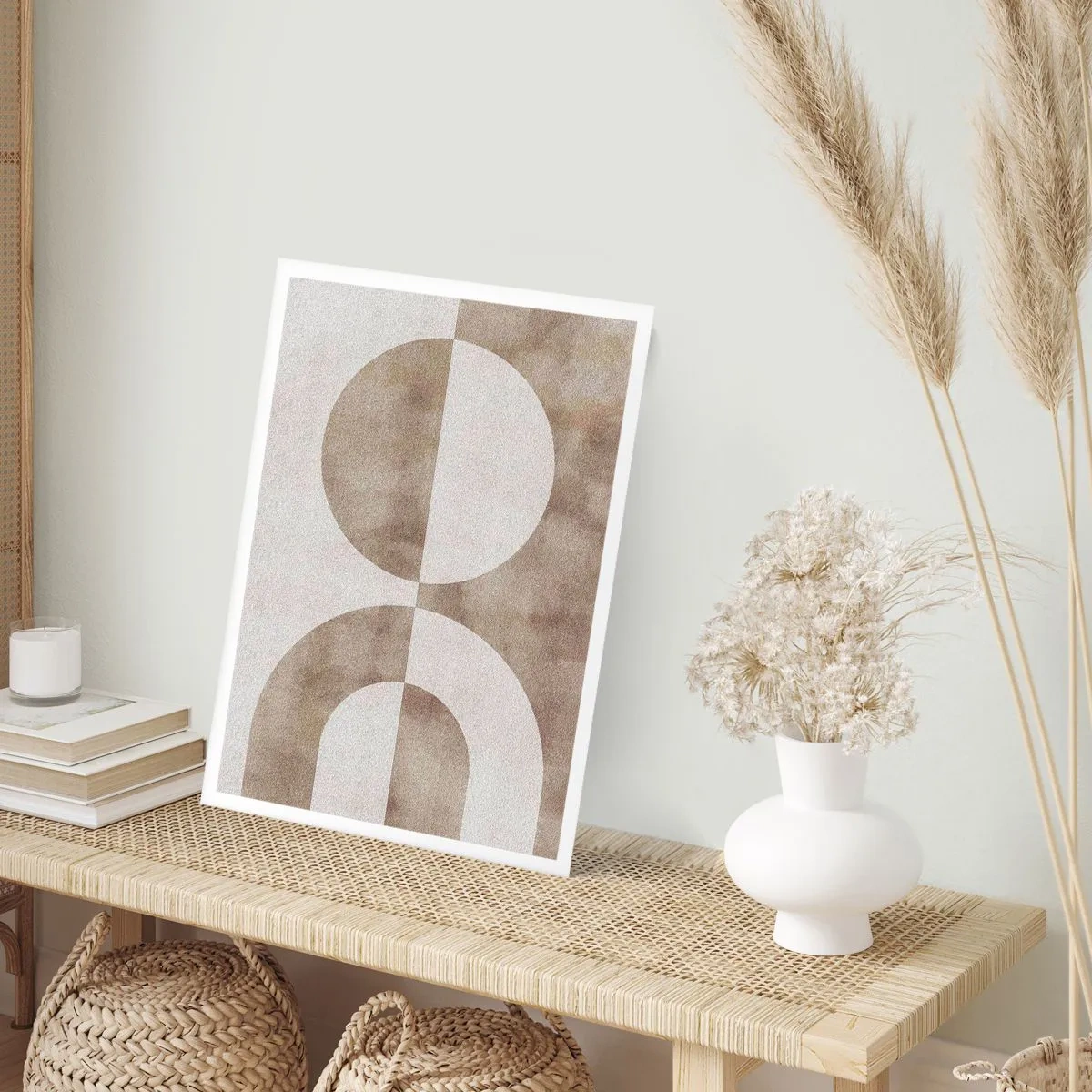 Affiche - Poster - Abstraction géométrique dans des tons beiges chauds - 50x70cm - Similitudes et différences - Décoration murale moderne pour le salon et la chambre ARTTOR