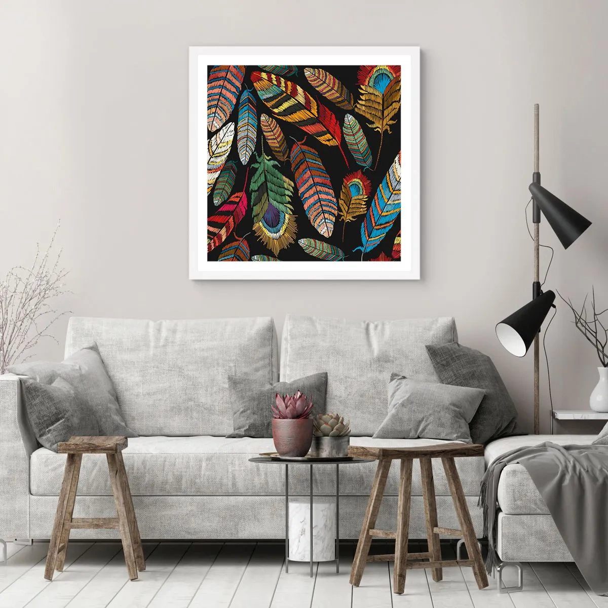 Affiche dans un cadre blanc - Poster - Le carnaval des oiseaux - 30x30 cm