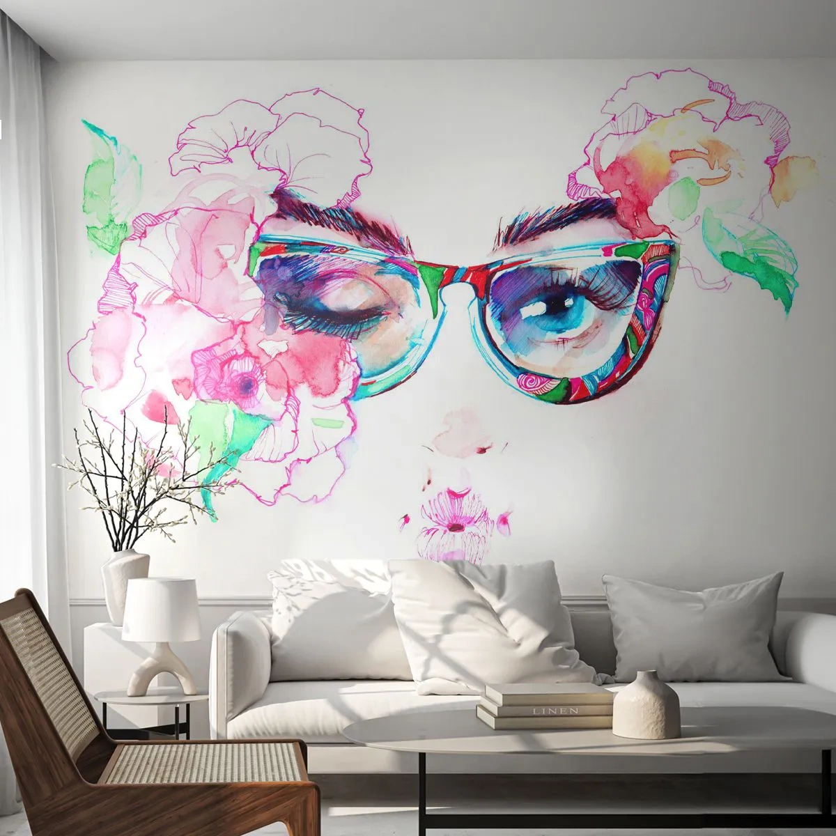 Papier Peint Photo Premium Canvas - Une promesse tentante - Abstraction, Les yeux de la femme, Lunettes - 450x315 cm