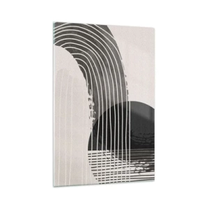 Impression sur verre - Image sur verre - Motif abstrait avec des lignes et des formes géométriques - 70x100cm - Aller et retour - Décoration murale moderne pour le salon et la chambre ARTTOR