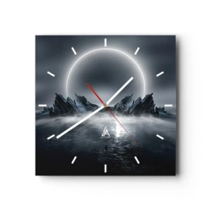 Horloge murale - Pendule murale - Paysage mystérieux avec un anneau de lumière au-dessus des montagnes - 30x30cm - La fin de l'histoire - Décoration murale moderne pour le salon et la chambre ARTTOR
