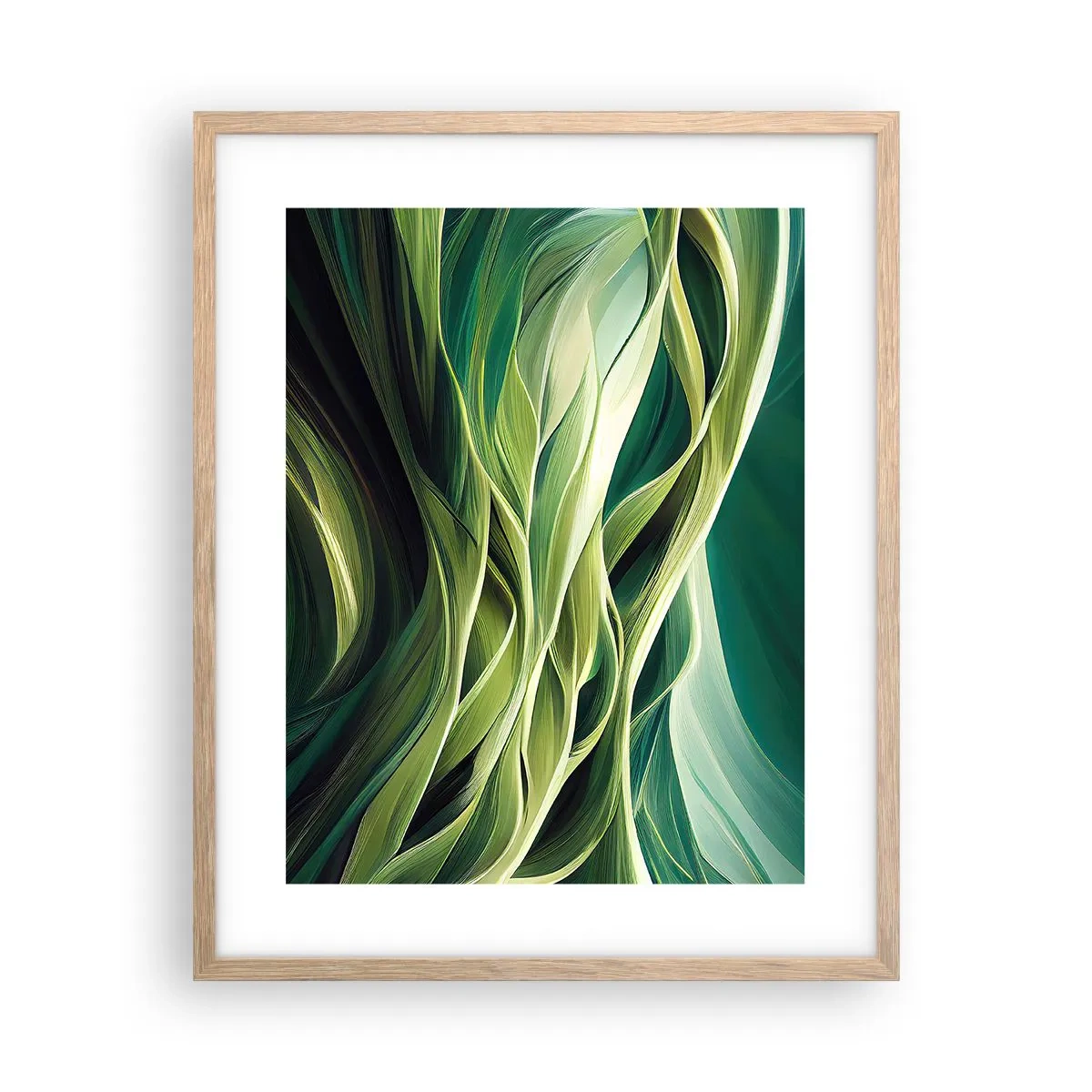 Affiche dans un chêne clair - Poster - Jeu de vert abstrait - 40x50 cm