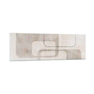 Impression sur verre - Image sur verre - Une composition minimaliste avec des rectangles dans des tons beiges sur un fond subtil. - 160x50cm - Fugue géométrique - Décoration murale moderne pour le salon et la chambre ARTTOR