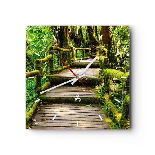 Horloge murale - Pendule murale - Un couloir de verdure - 40x40 cm