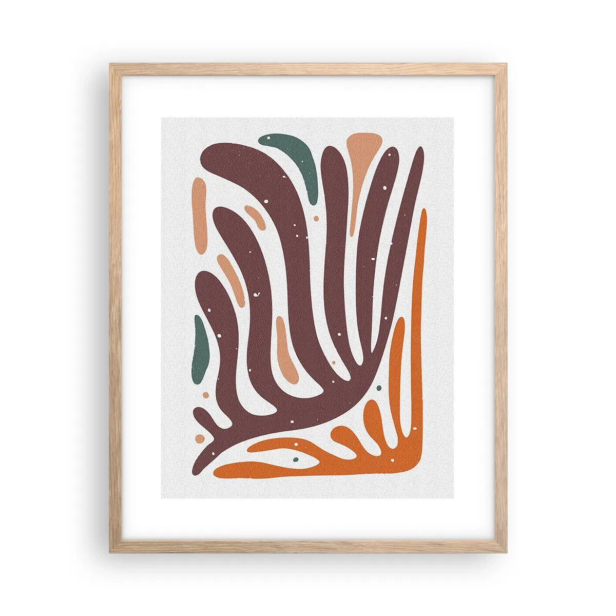 Affiche dans un chêne clair - Poster - Composition organique rayonnante - 40x50 cm