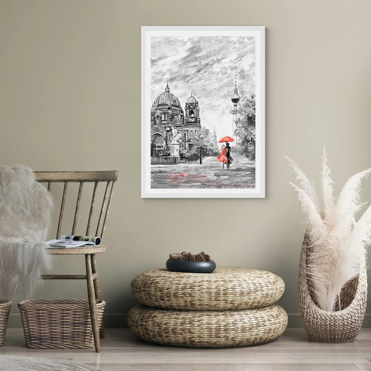 Affiche dans un cadre blanc - Poster - Rencontre berlinoise - 40x50 cm