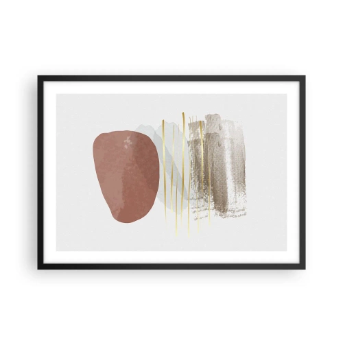 Affiche dans un cadre noir - Poster - Composition abstraite dans les tons beige et or - 70x50cm - Colonnade abstraite - Décoration murale moderne pour le salon et la chambre ARTTOR