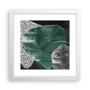 Affiche dans un cadre blanc - Poster - Abstraction colorée avec feuille d'or - 30x30 cm