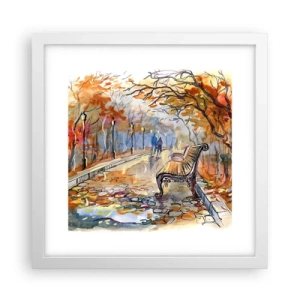 Affiche dans un cadre blanc - Poster - Errer ensemble à l'automne - 30x30 cm