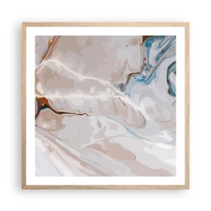 Affiche dans un chêne clair - Poster - Le bleu serpente sous le blanc - 60x60 cm