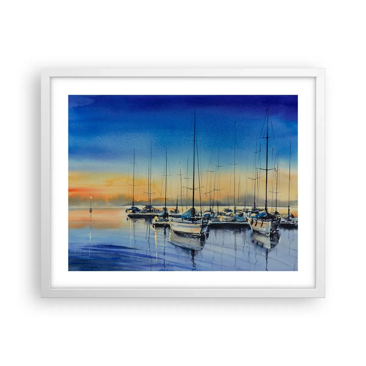 Affiche dans un cadre blanc - Poster - Fin d'une belle journée - 50x40 cm