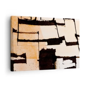 Impression sur toile - Image sur toile - Motifs géométriques dans les tons marron et beige - 70x50cm - De l’ordre malgré tout - Décoration murale moderne pour le salon et la chambre ARTTOR