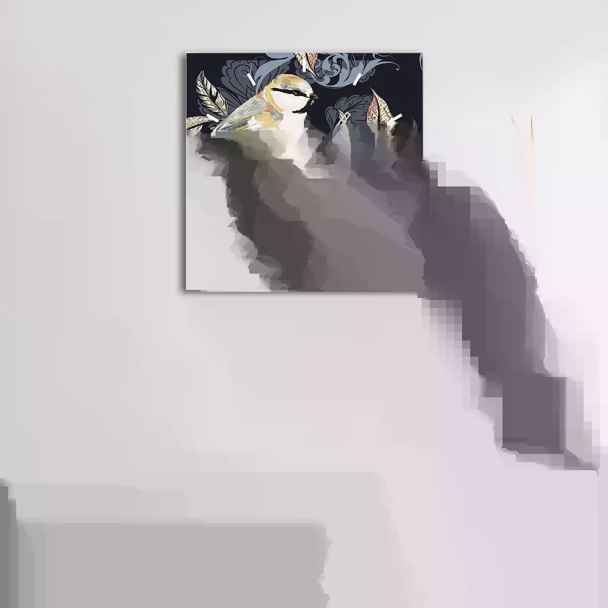 Horloge murale - Pendule murale - Babillement jaune et bleu - 30x30 cm