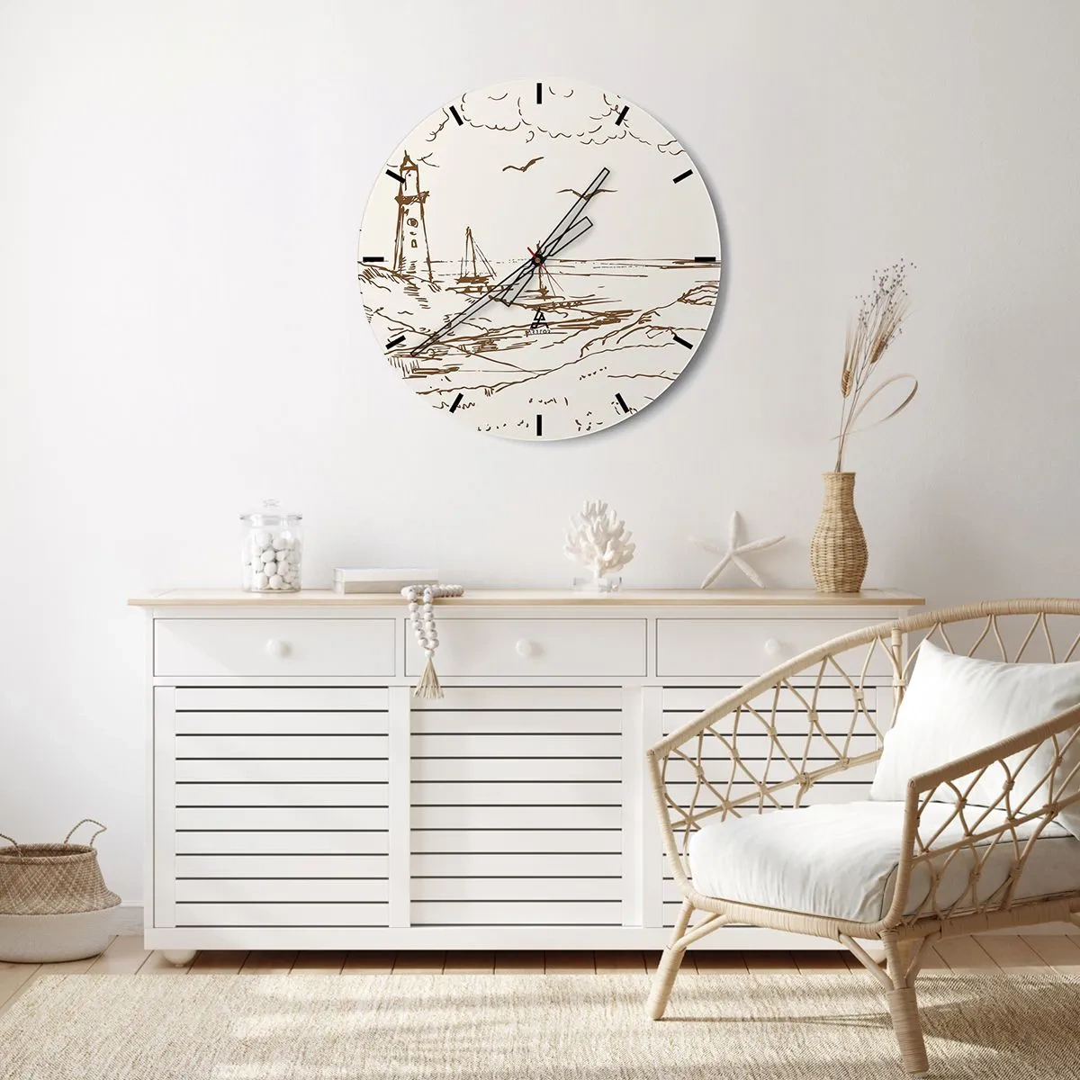 Horloge murale - Pendule murale - Esquisse de souvenirs d'été - 40x40 cm