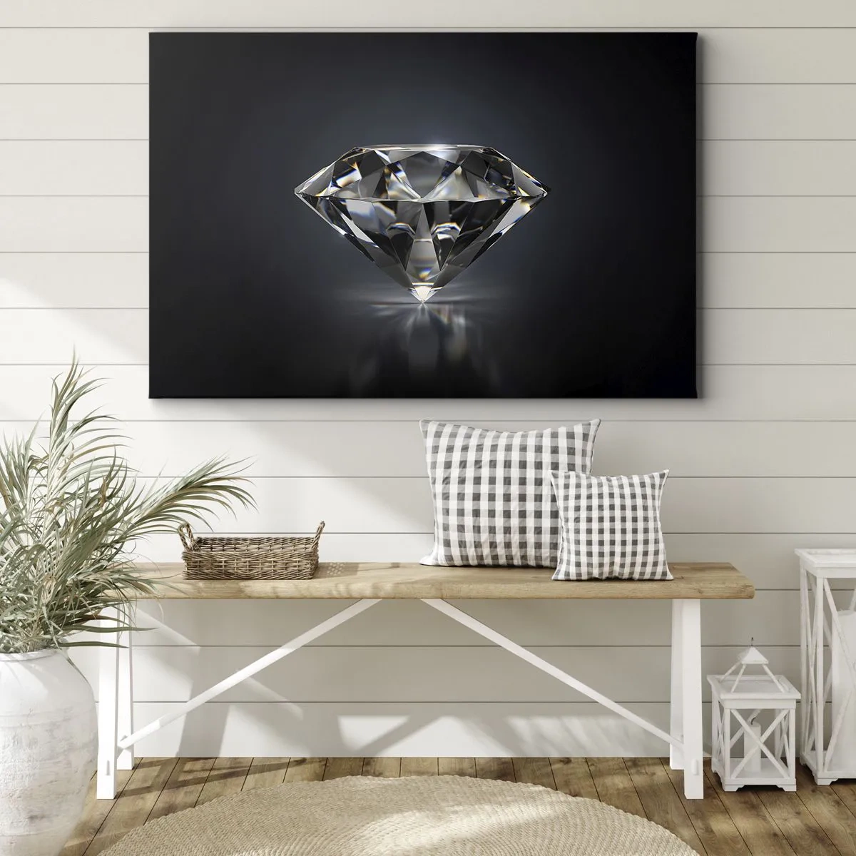 Impression sur toile - Image sur toile - Une interprétation artistique d'un diamant sur fond sombre - 70x50cm - La meilleure amie - Décoration murale moderne pour le salon et la chambre ARTTOR